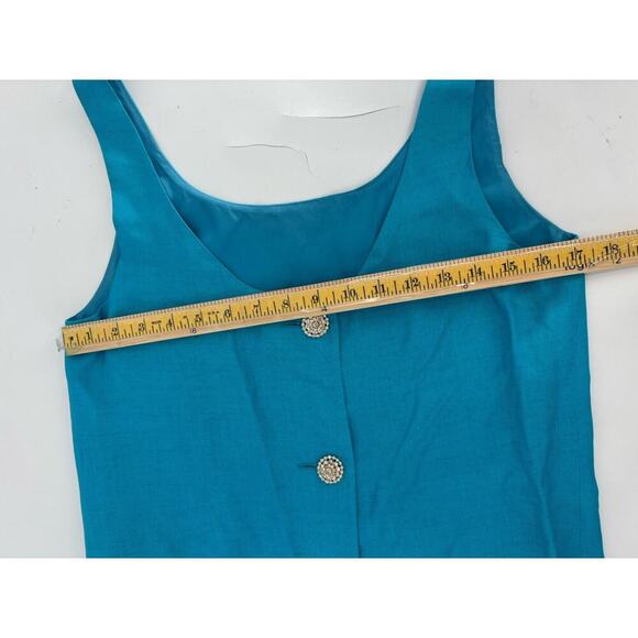 Christian Dior Vintage 90s Skirt Jacket Set Womens 10 Blue Rhinestone Button - Picture 14 of 16